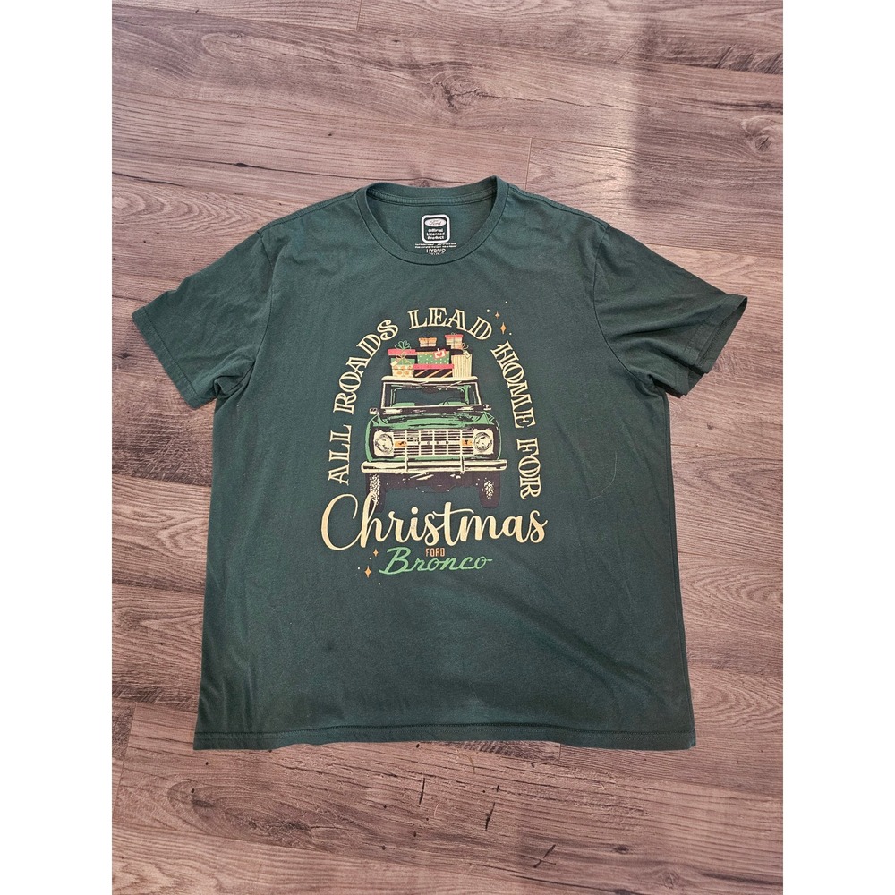 Ford Bronco Christmas TShirt Green Short Sleeve Graphic T Officially Licensed XL